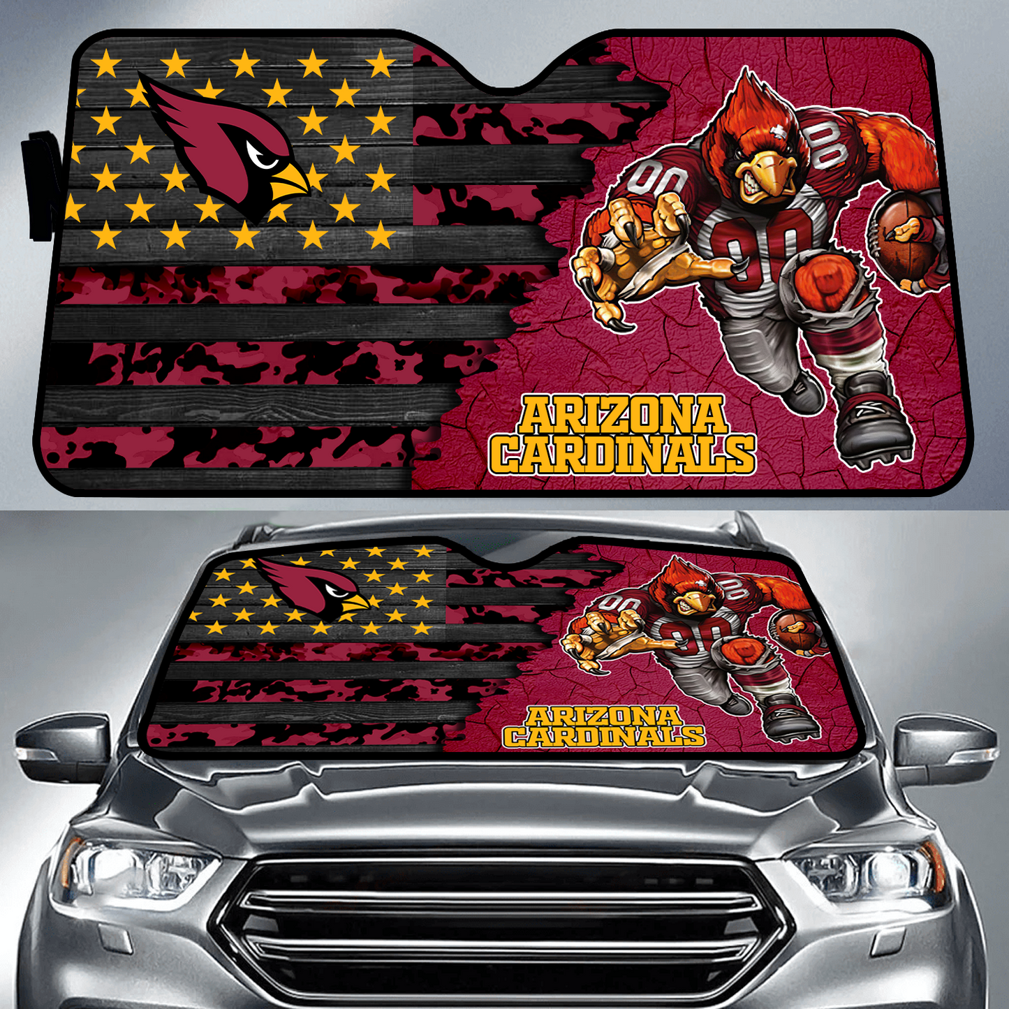 ARI x NFL Personalized Auto Sun Shade DATND TANTD