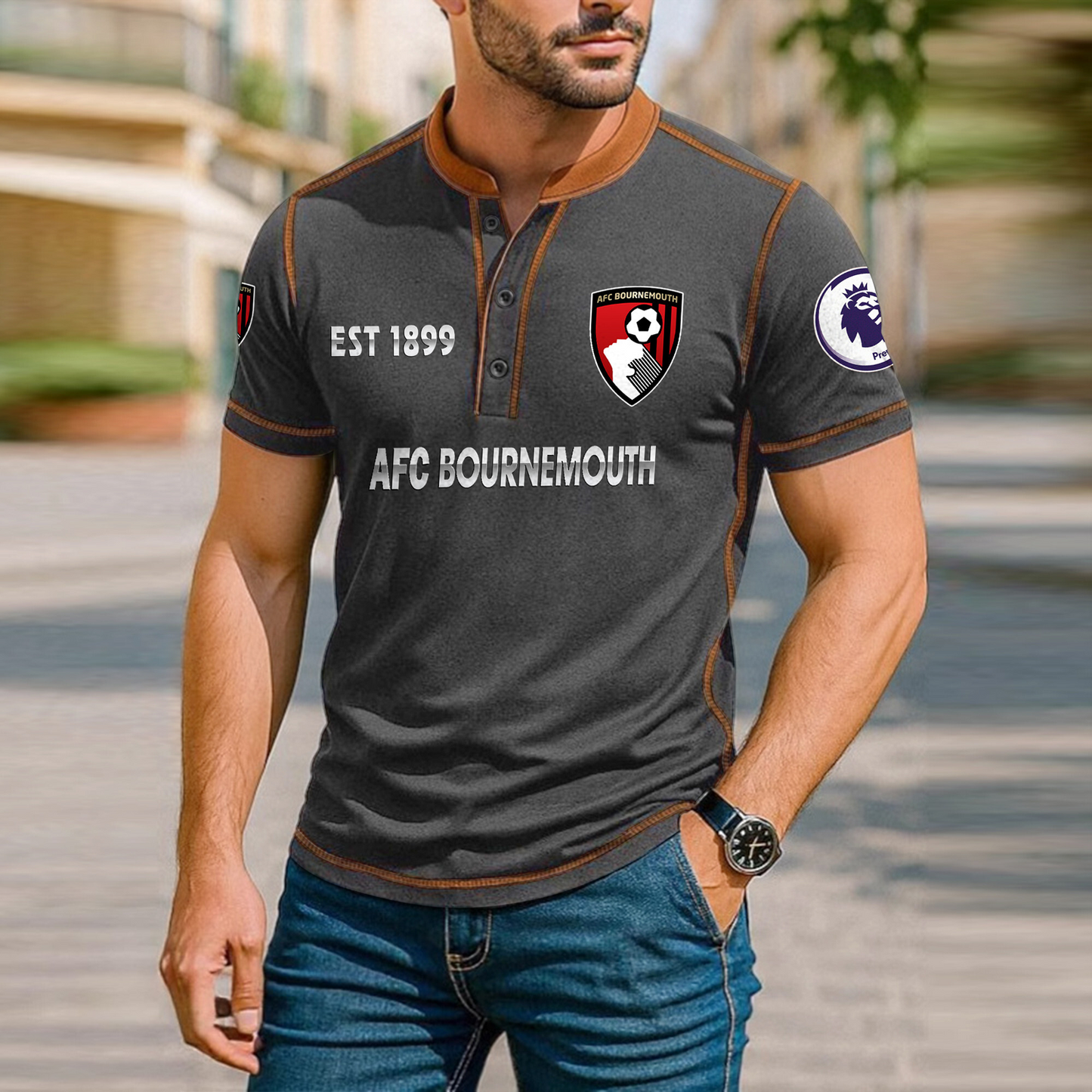 BOU Premium Men's Short Sleeve Henleys DatND DVT