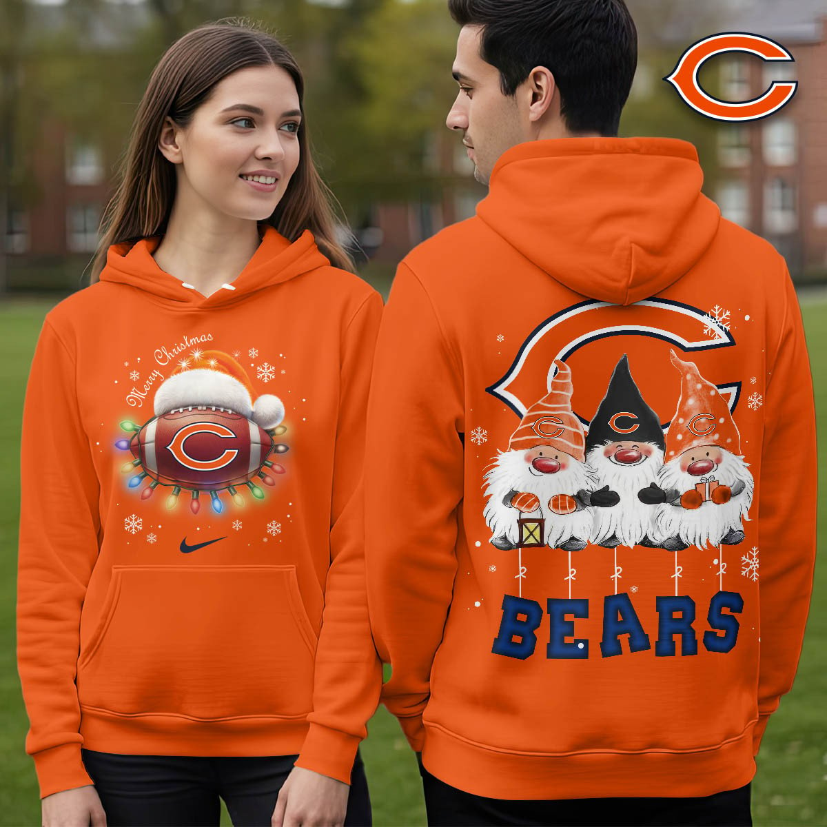 CHI Premium NFL Christmas Gnomes Hoodie DDT CTND
