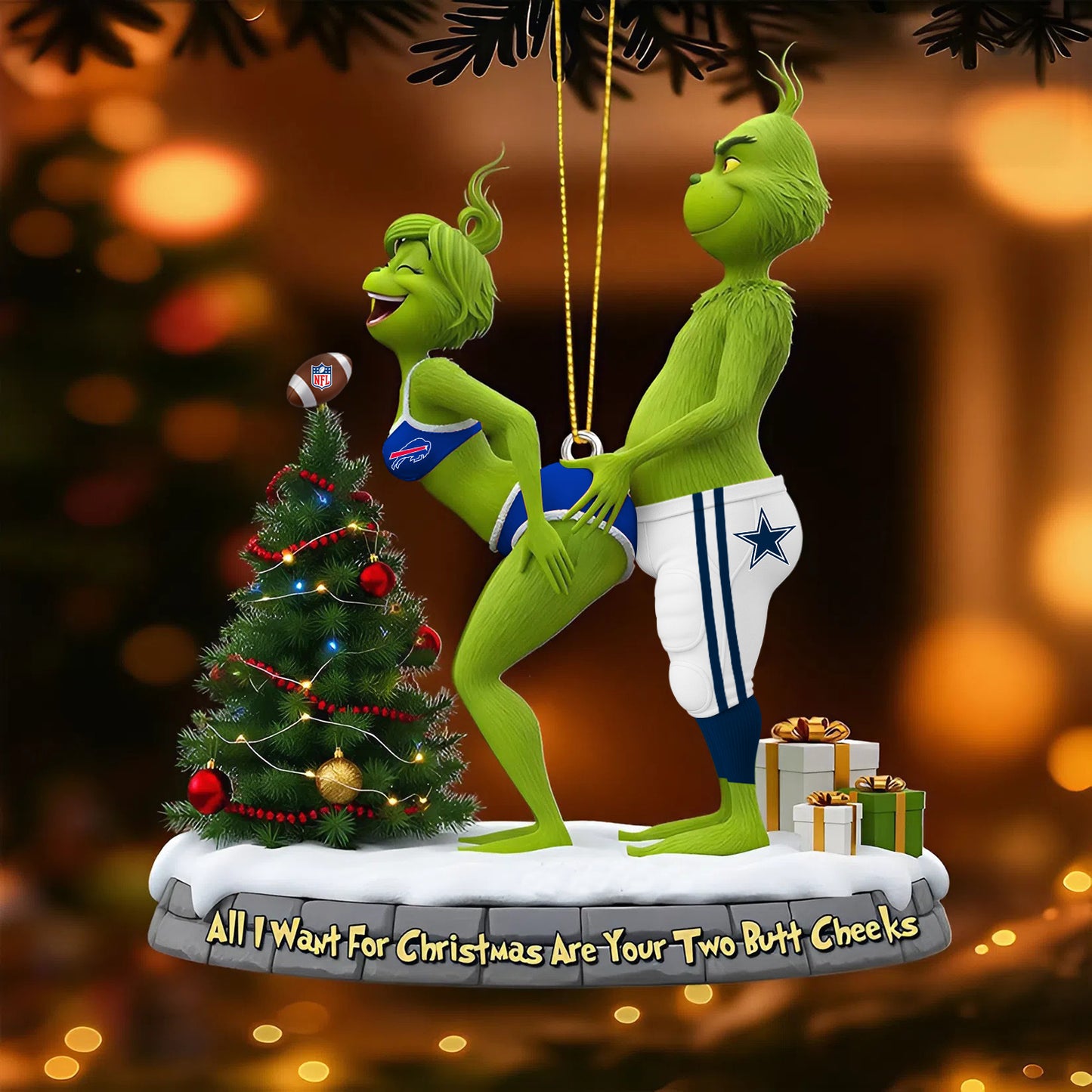 CLASSIC BATTLE DAL X BUF NFL ORNAMENT NDT NHM