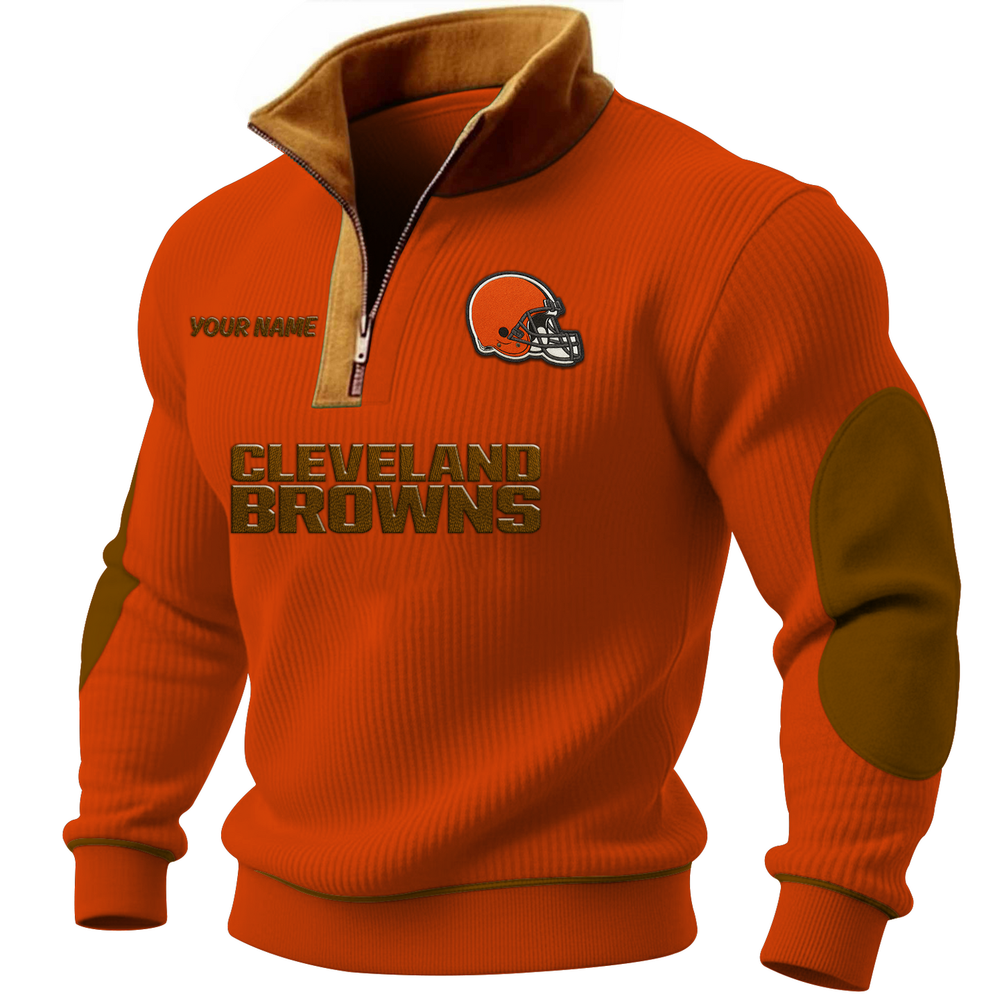 CLE x NFL PREMIUM LONG ZIP POLO SHIRT DATND TANTD