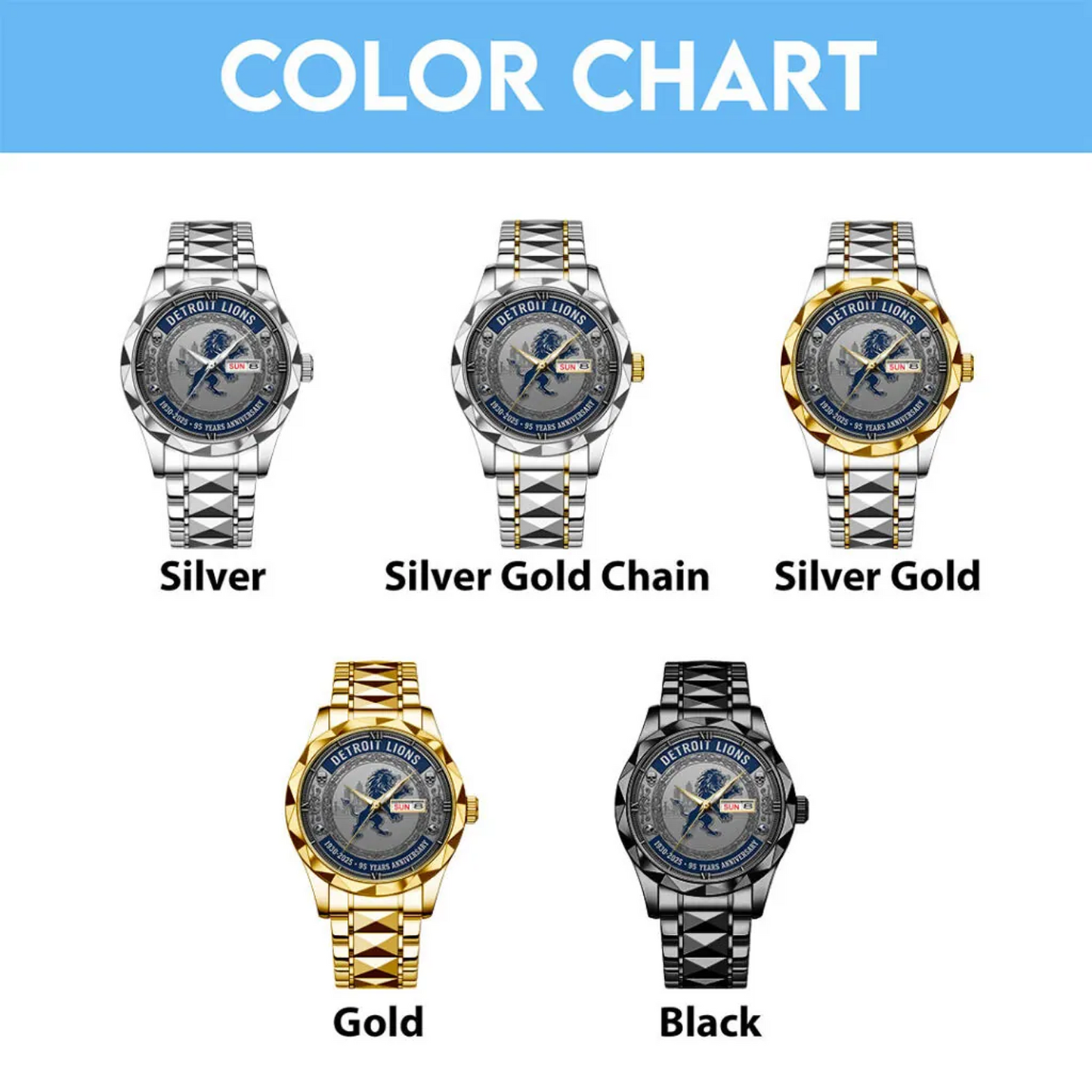 DET x NFL 95th Anniversary Alloy Luxury Quartz Watch V2 DATND TANTD