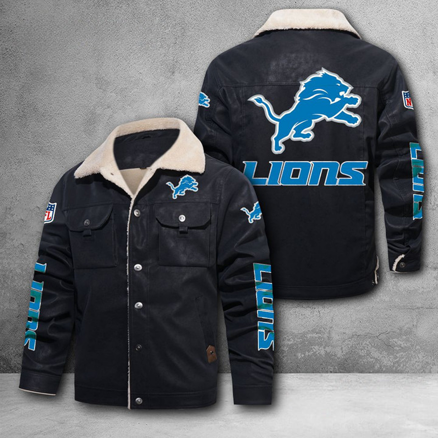 DET X NFL LEATHER JACKET DATND THUONGNH