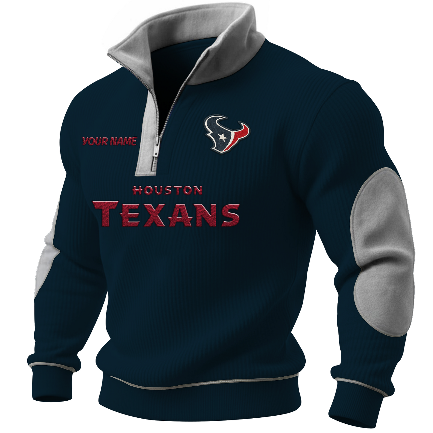 HOU x NFL PREMIUM LONG ZIP POLO SHIRT DATND TANTD