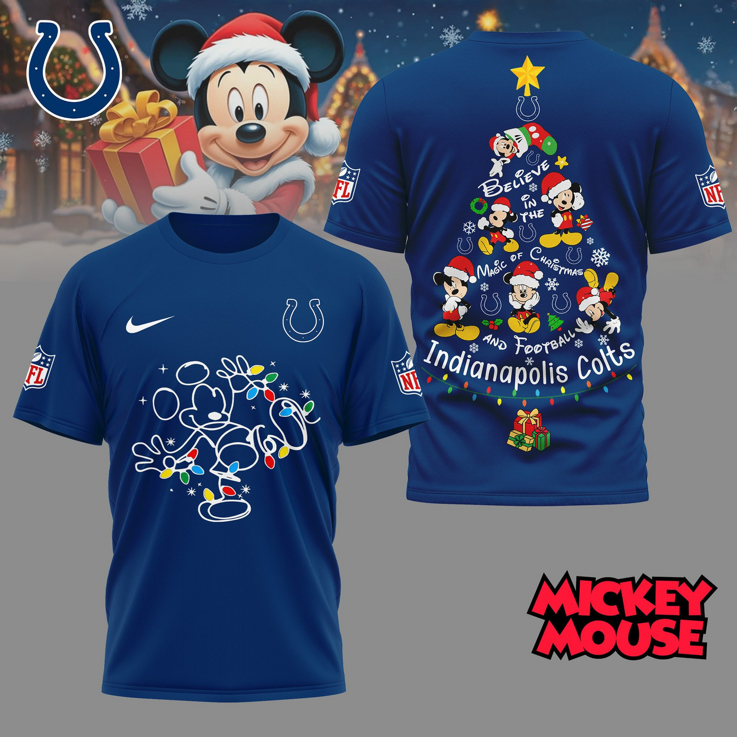 IC Premium NFL Mickey Mouse Christmas 3D Shirt DDT CTND