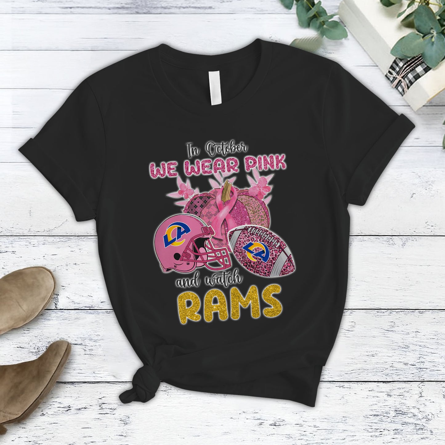In October We Wear Pink And Watch LAR NFL Pajamas Set DatND DVT