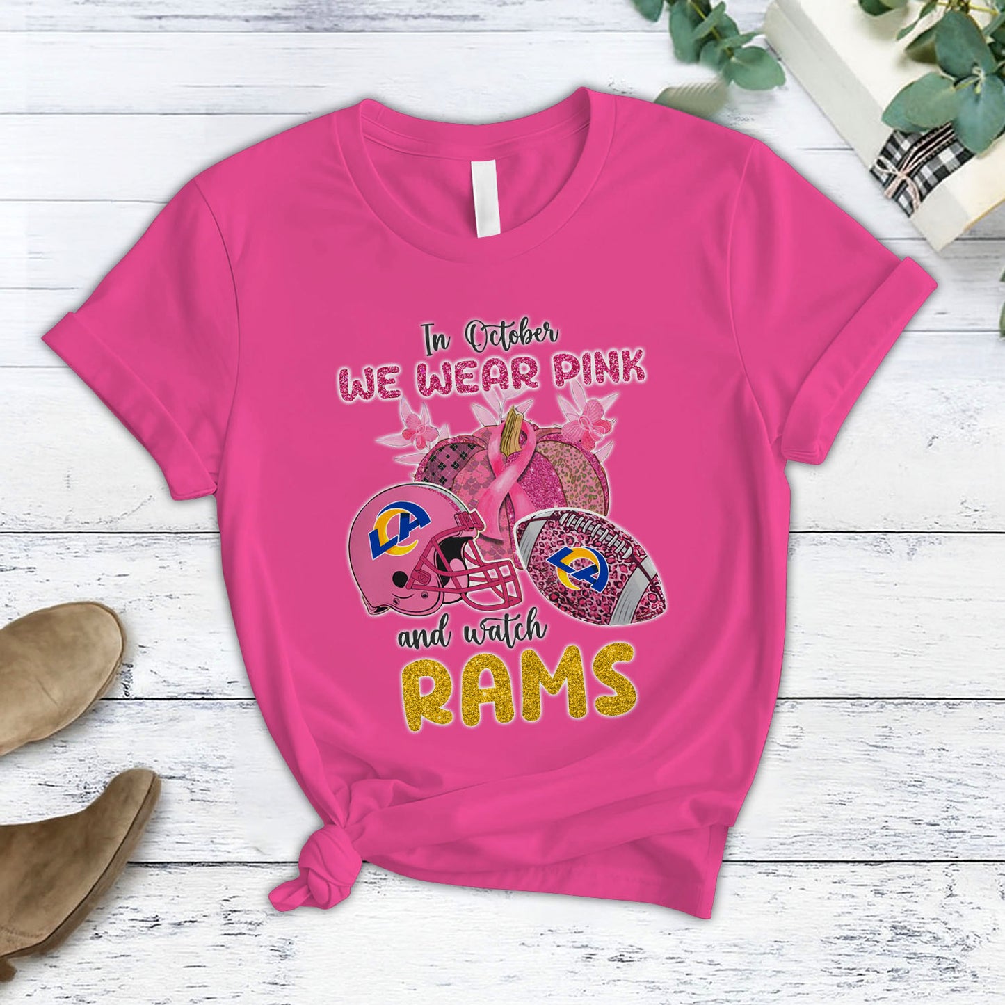 In October We Wear Pink And Watch LAR NFL Pajamas Set DatND DVT