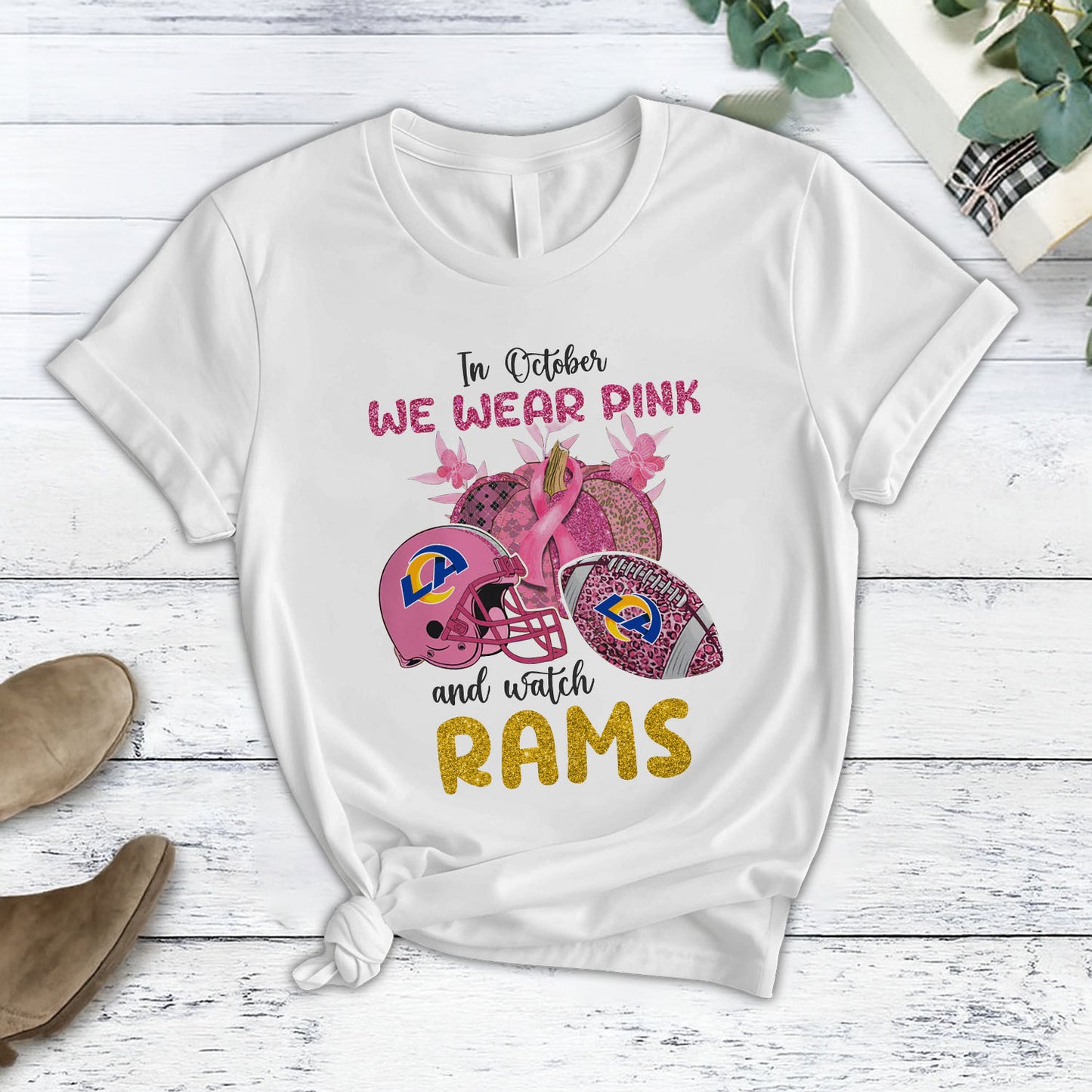 In October We Wear Pink And Watch LAR NFL Pajamas Set DatND DVT