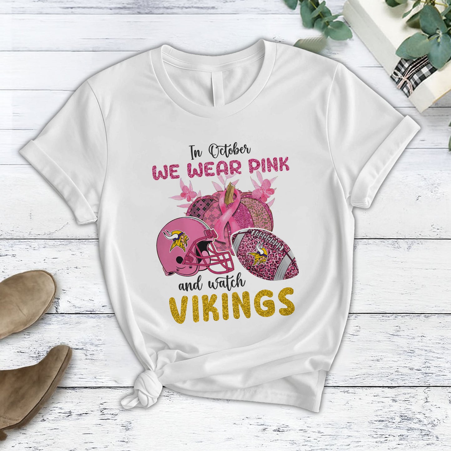 In October We Wear Pink And Watch MIN NFL Pajamas Set DatND DVT