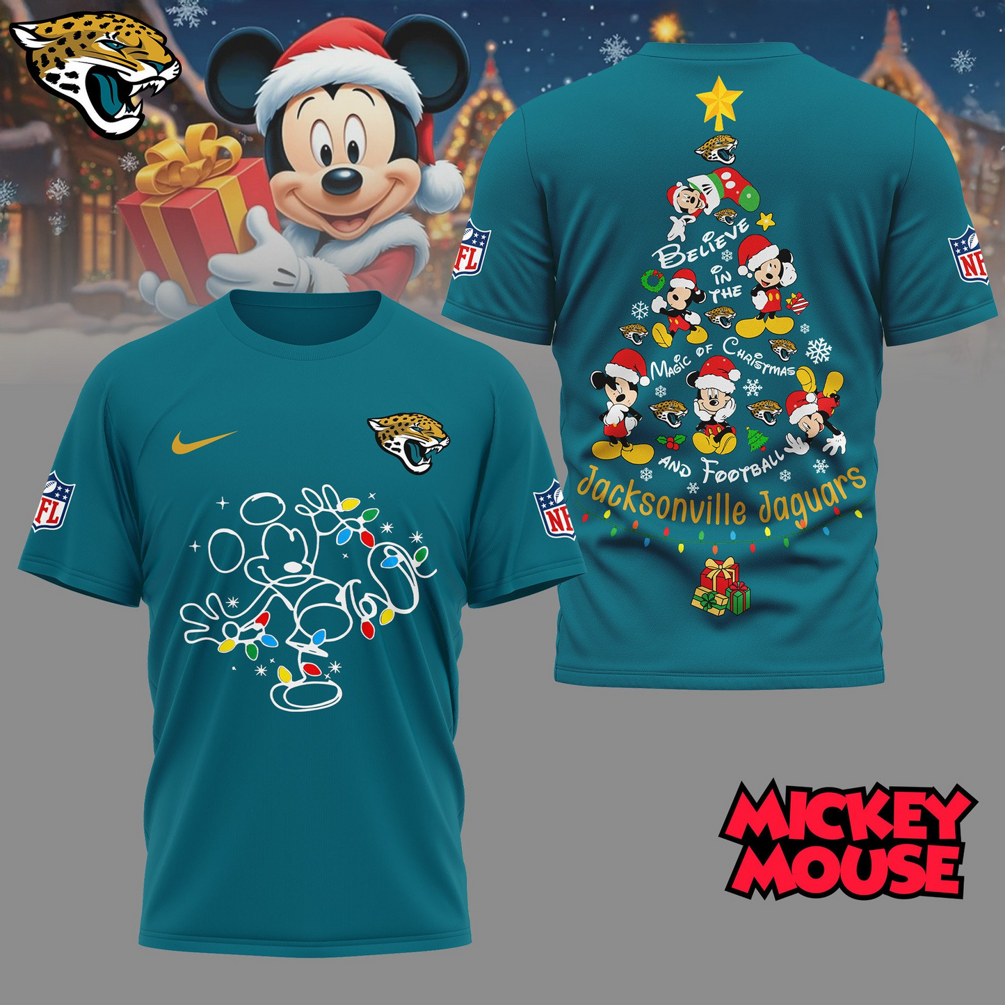 JJ Premium NFL Mickey Mouse Christmas 3D Shirt DDT CTND