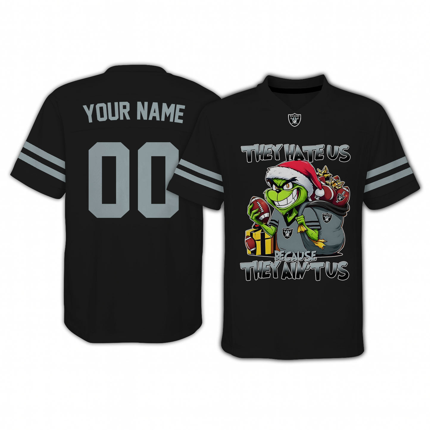LV x NFL They Hate Us Because They Ain't Us Grinch Christmas-V-neck Short Sleeve Jersey DatND DVT