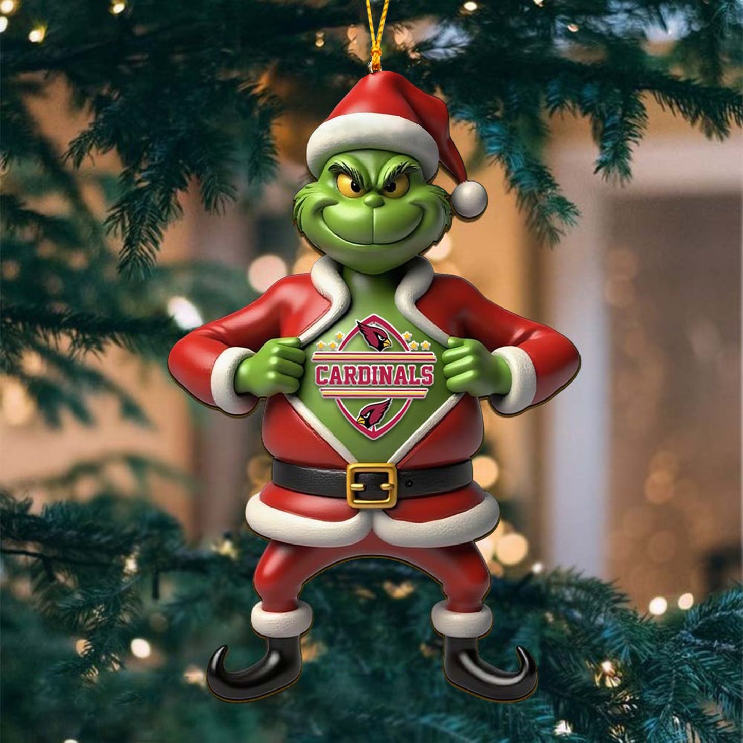 NFL ARI The Grinch x Christmas Acrylic Ornament Gift For Fan NDT NHM