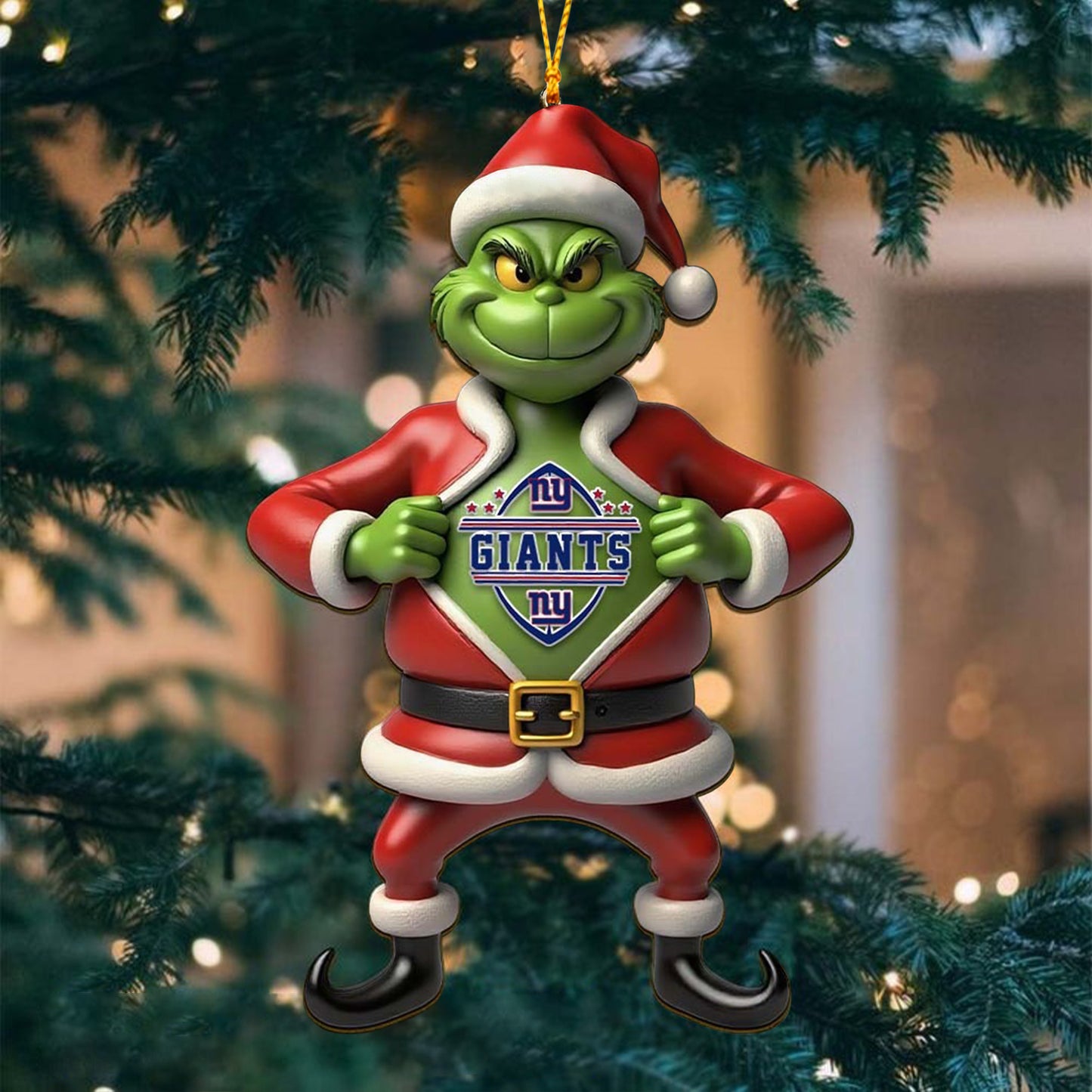 NFL NYG The Grinch x Christmas Acrylic Ornament Gift For Fan NDT NHM
