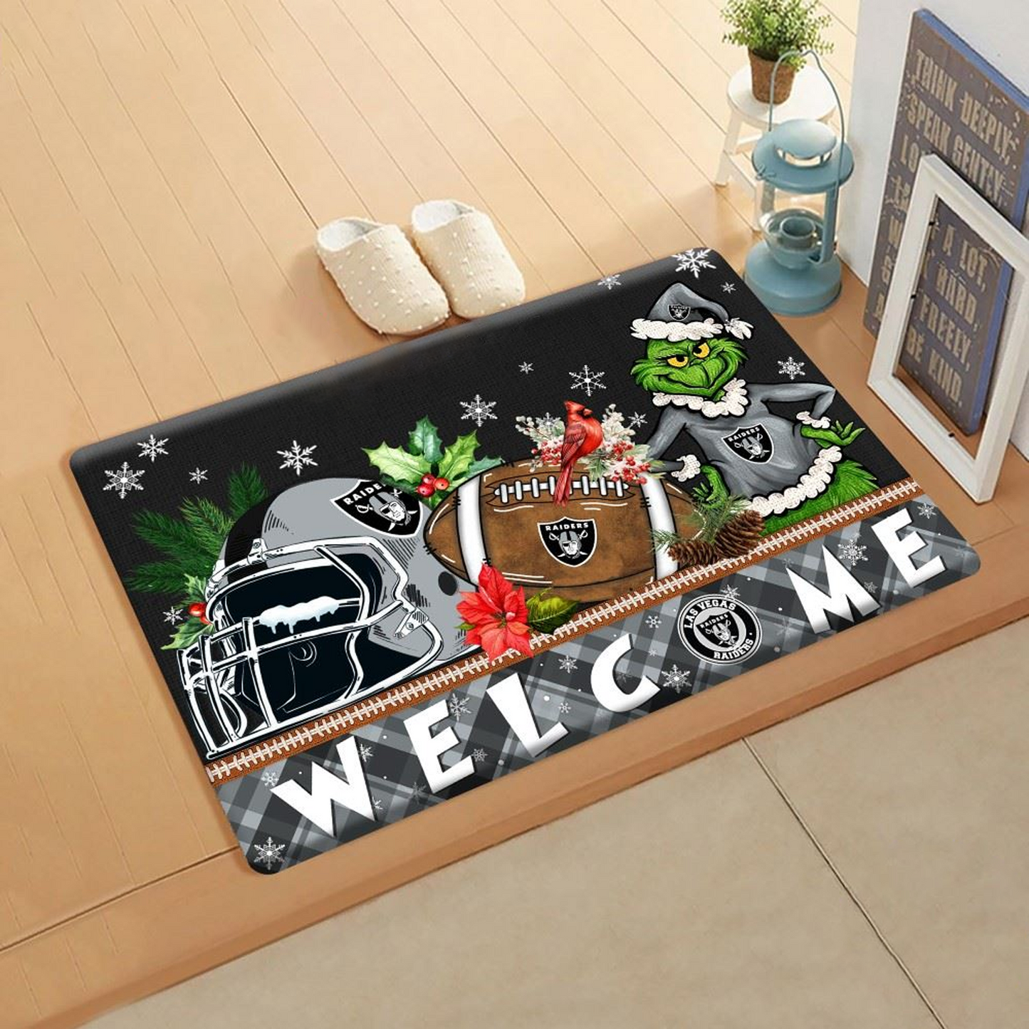 NFL x LVR Doormat Grinch Christmas Welcome FOOTBALL NDT TDT