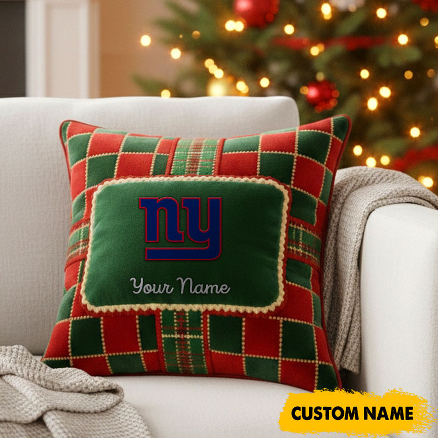 NYG x NFL Christmas New Square Pillow DatND DVT