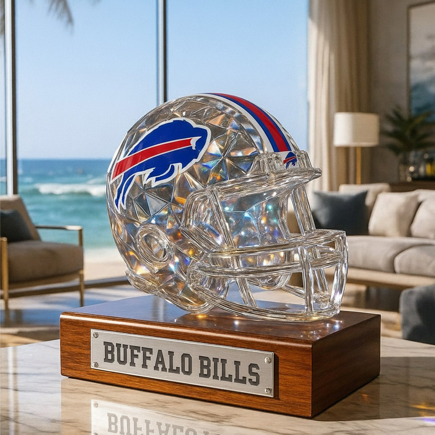 Premium NFL BUF Crystal Style Desktop Ornament V1 NMD TTV