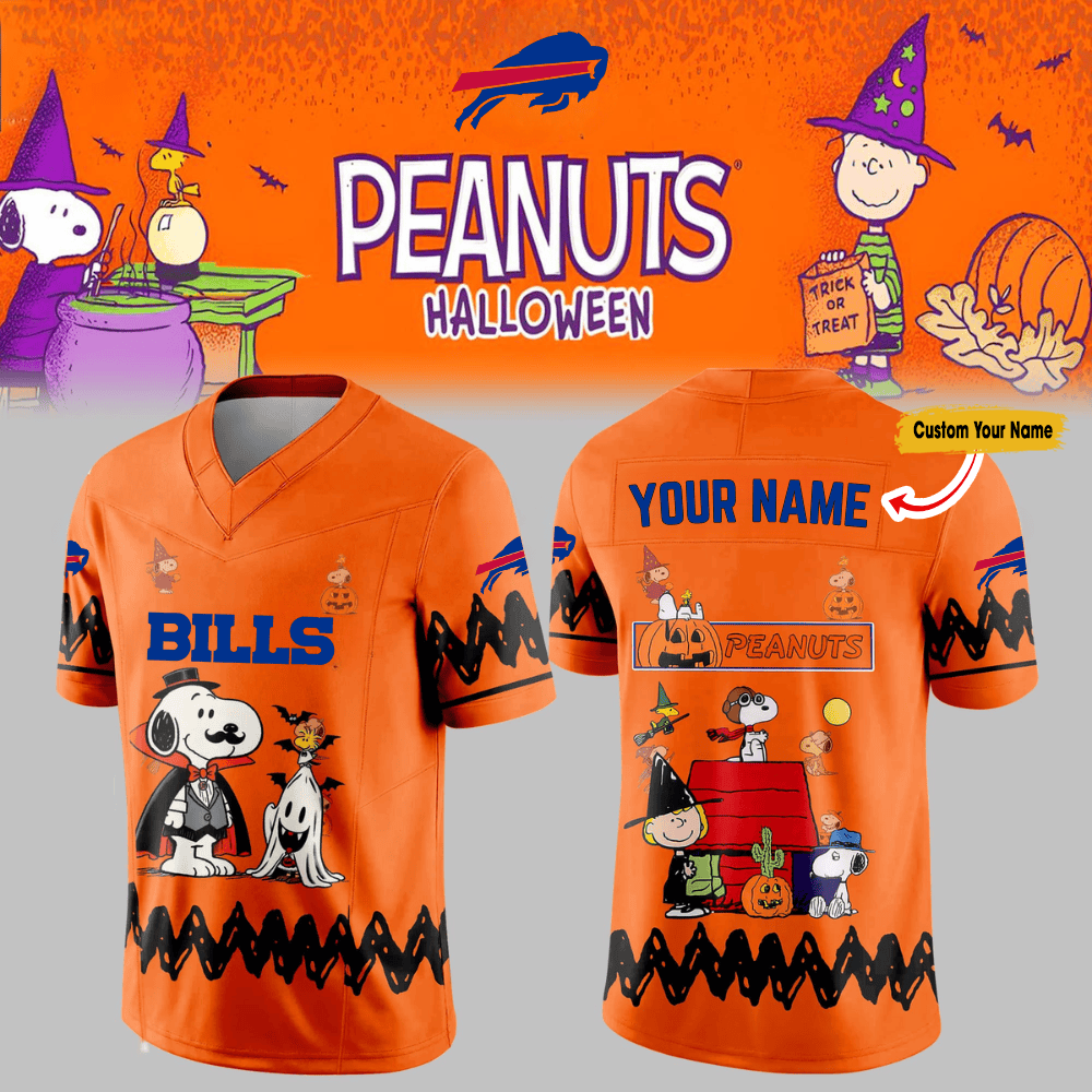 Premium NFL BUF x PEA Halloween V-neck Short Sleeve Jersey V1 NMD TTV
