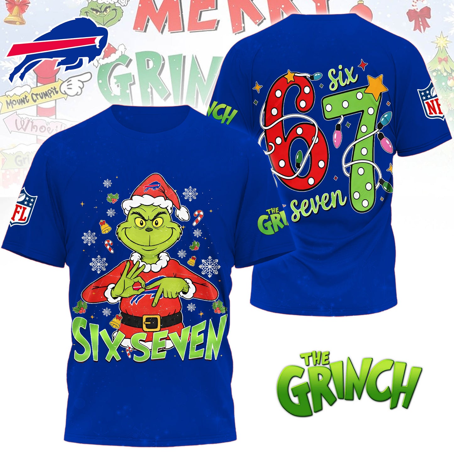 Premium NFL BUF x The Grinch Six Seven T-shirt V14 NMD NHM