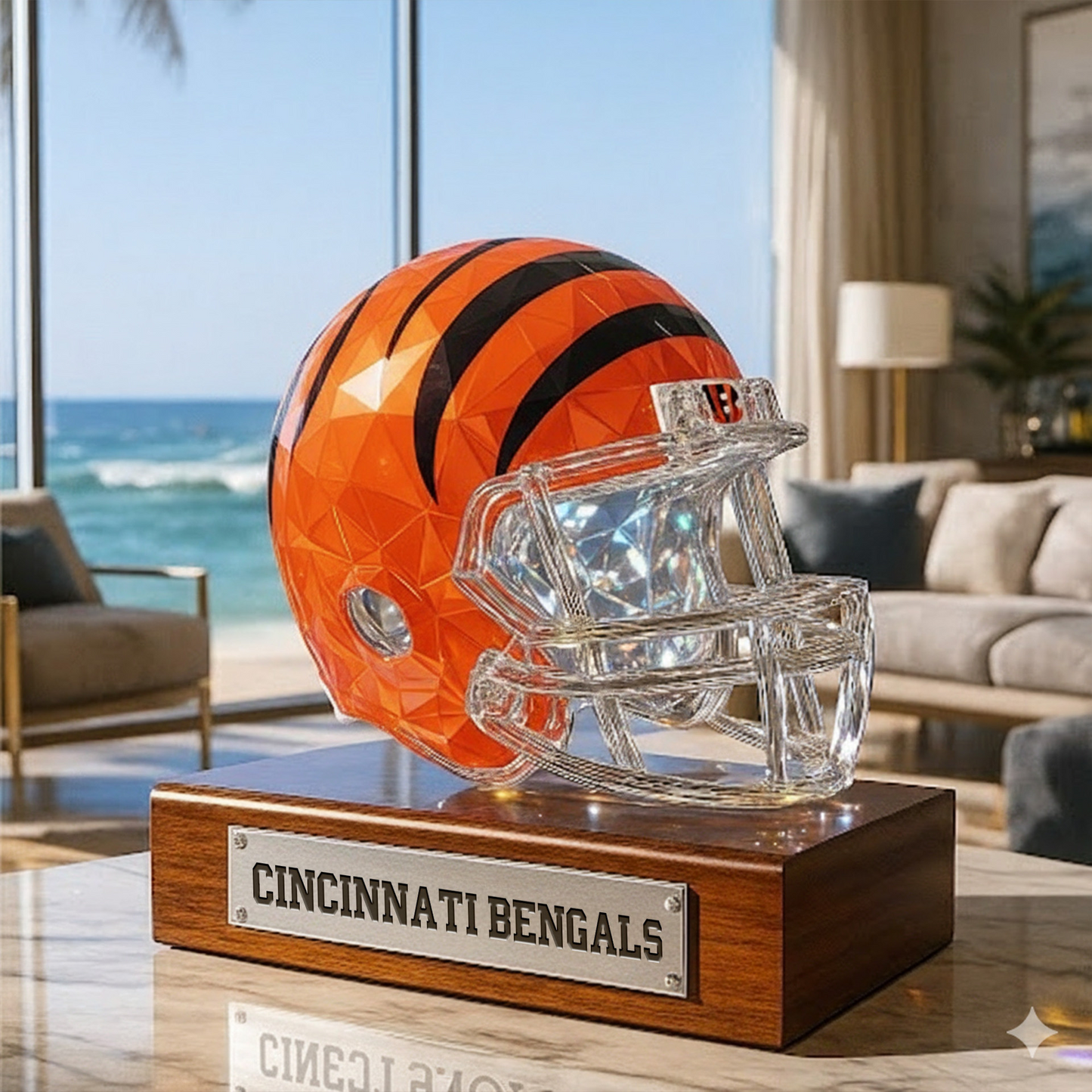 Premium NFL CIN Crystal Style Desktop Ornament V1 NMD TTV