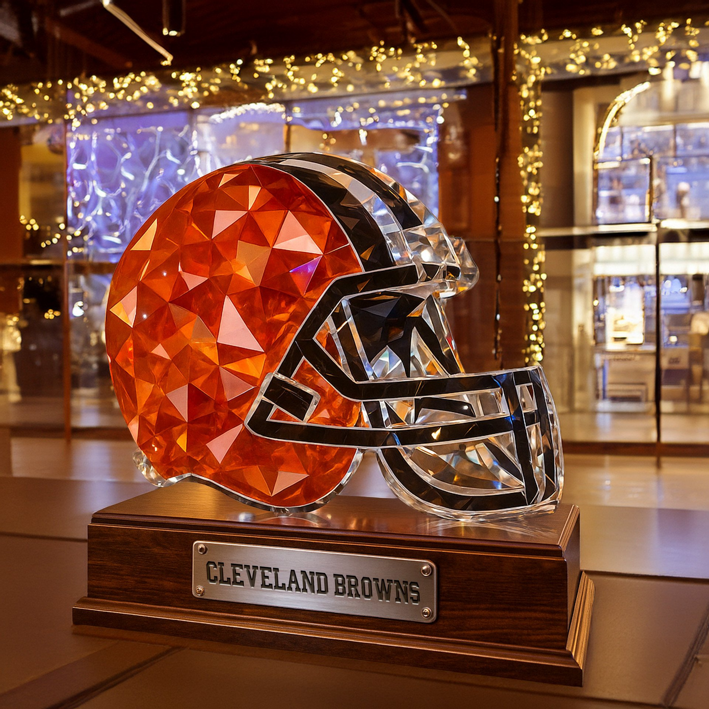 Premium NFL CLE Crystal Style Desktop Ornament V1 NMD TTV