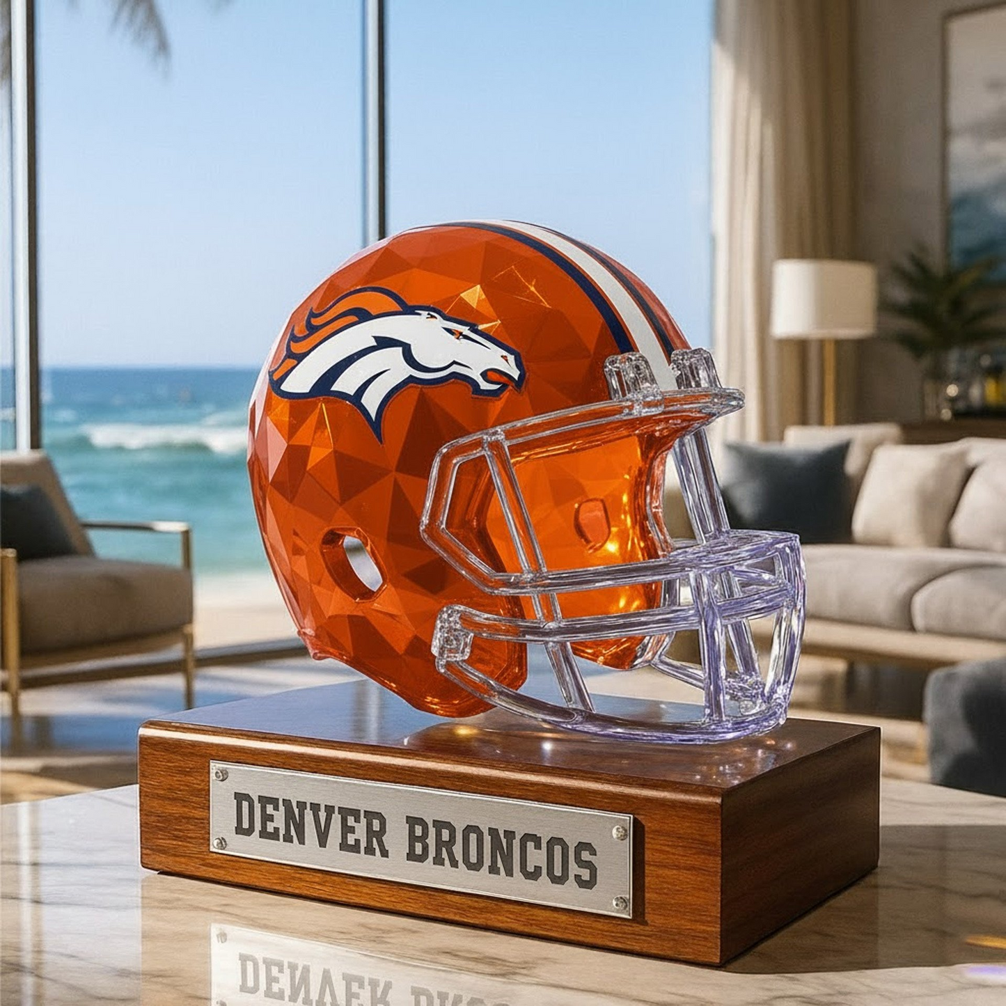 Premium NFL DEN Crystal Style Desktop Ornament V1 NMD TTV