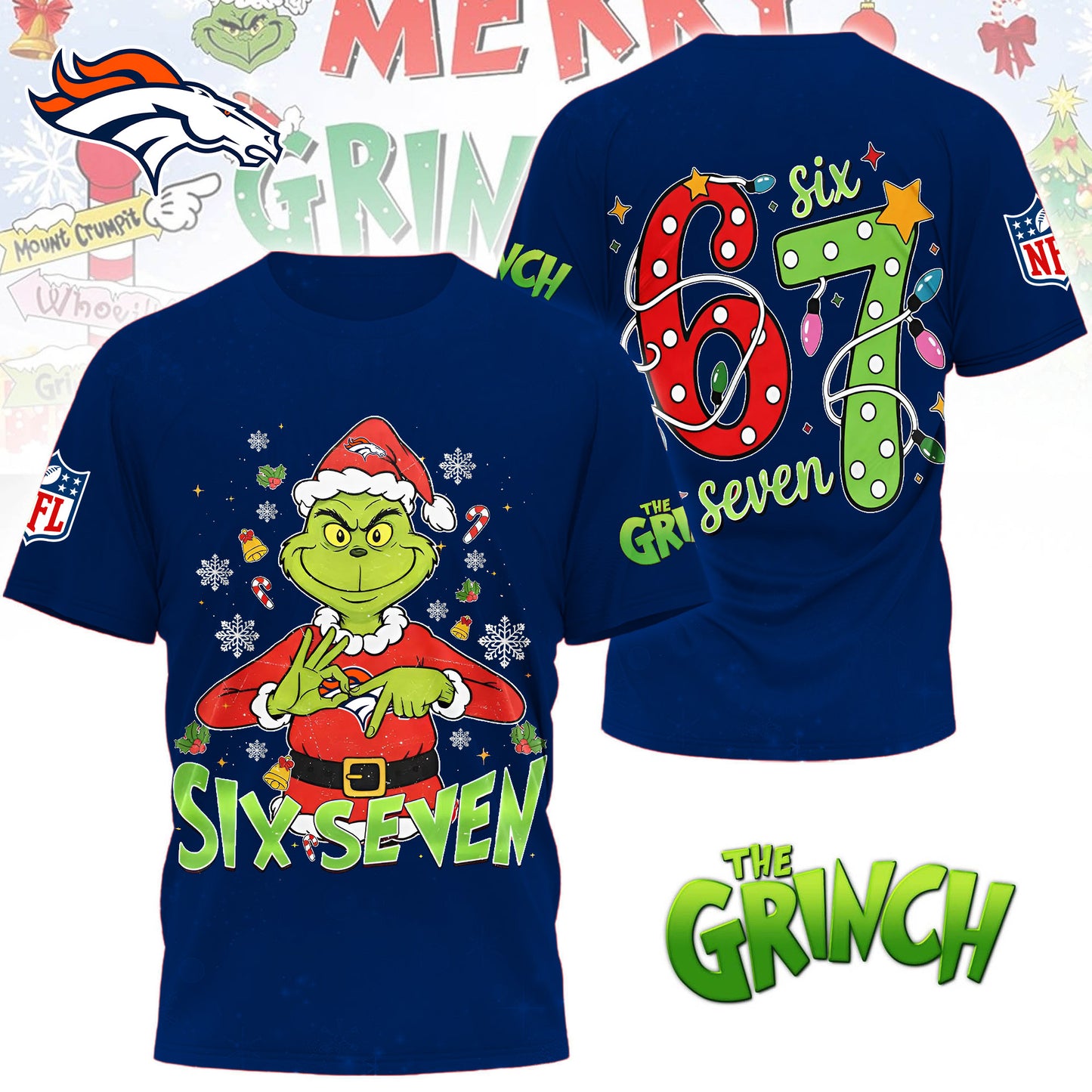 Premium NFL DEN x The Grinch Six Seven T-shirt V14 NMD NHM