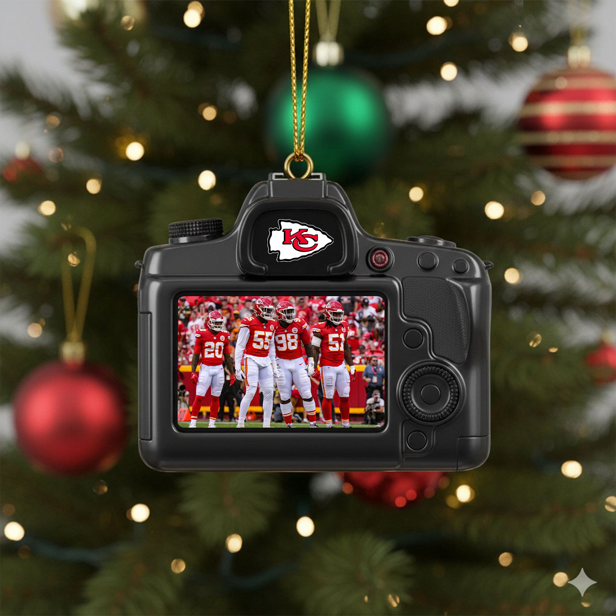 Premium NFL KC Photo Camera Chrismast Tree Ornament V3 NMD TTV