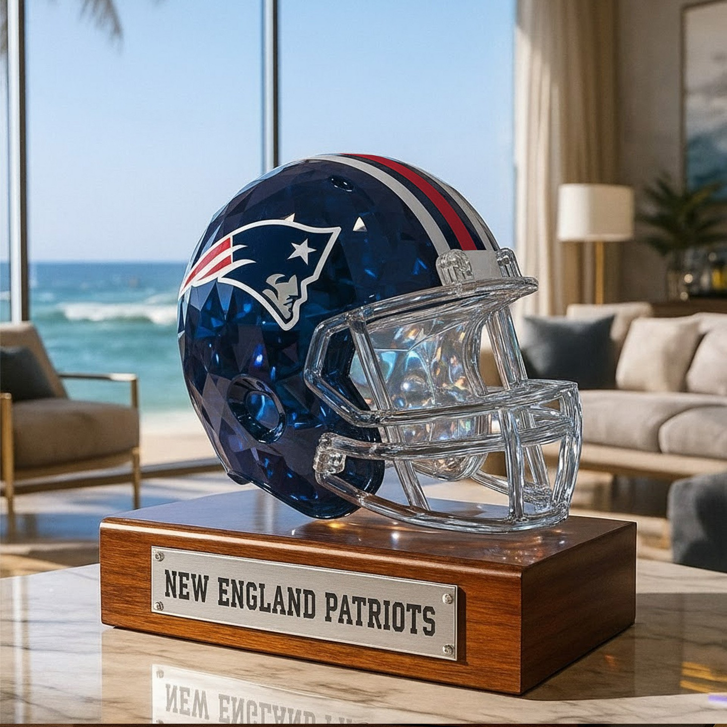 Premium NFL NE Crystal Style Desktop Ornament V1 NMD TTV