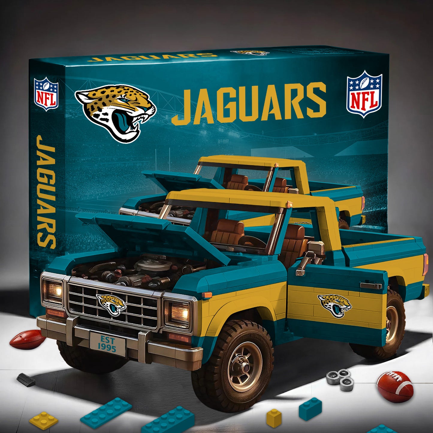PREMIUM NFL X JAC 3D Building Blocks Truck Ford Car Model Set NDT NHM