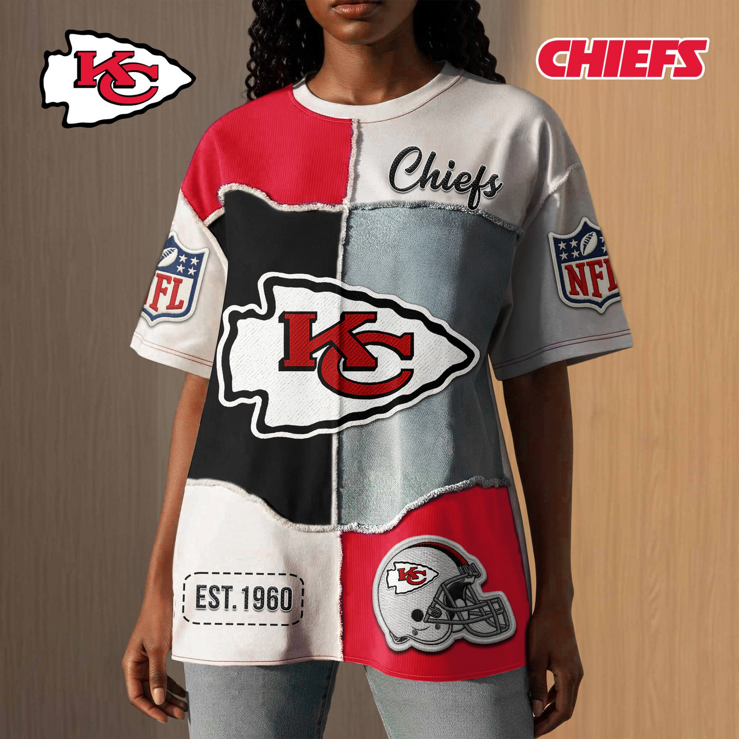 Premium NFL X KCC Patchwork Vintage T-Shirt NDT NQK