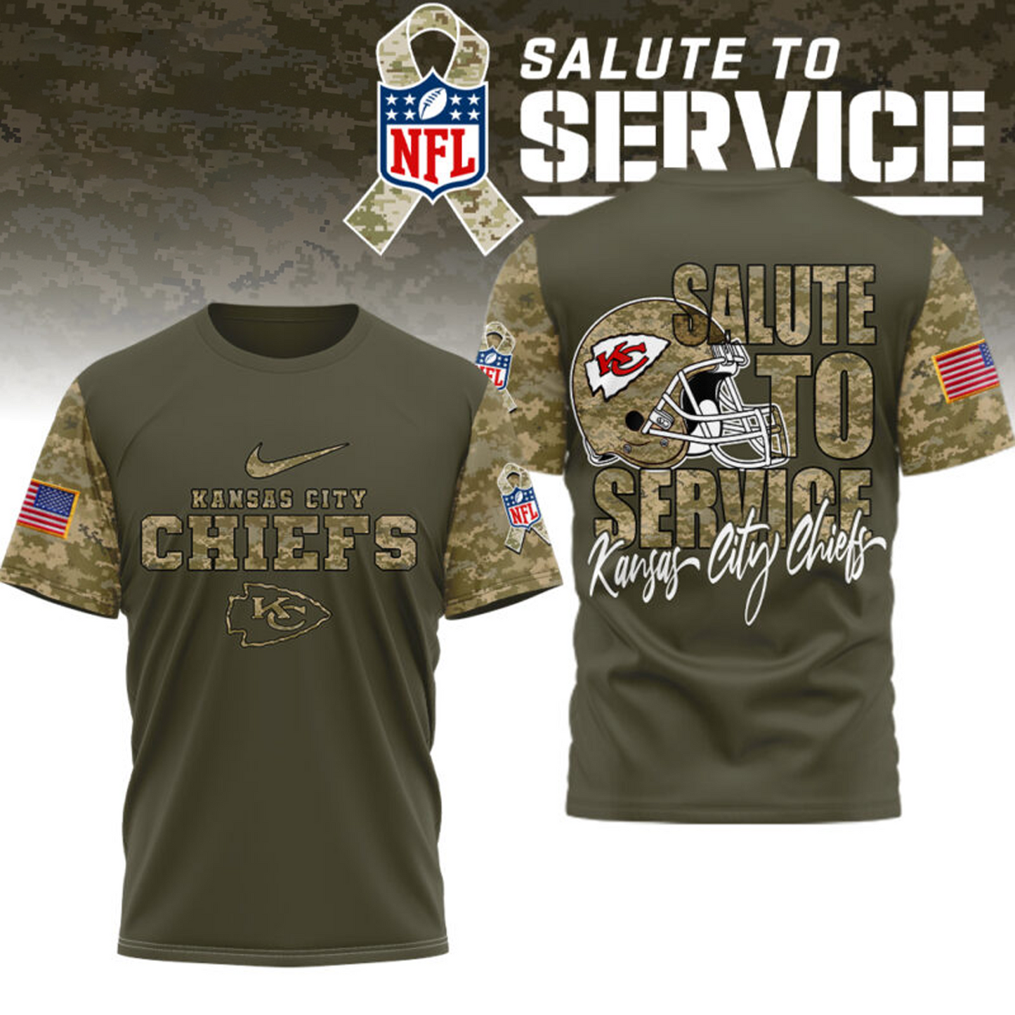 Premium NFL x KCC Salute To Service T-shirt NDT TDT