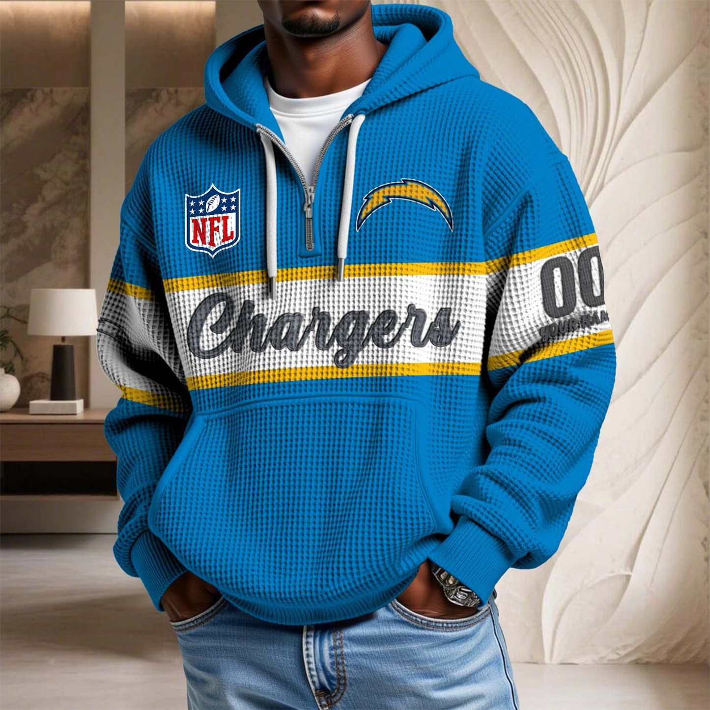 Premium NFL x LAC Waffle Half Zip Hoodie DATND TANTD