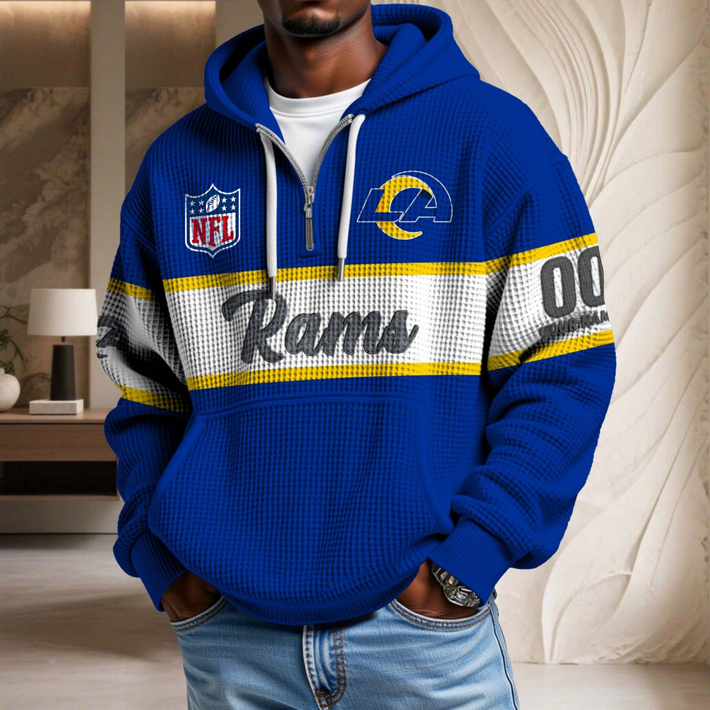 Premium NFL x LAR Waffle Half Zip Hoodie DATND TANTD