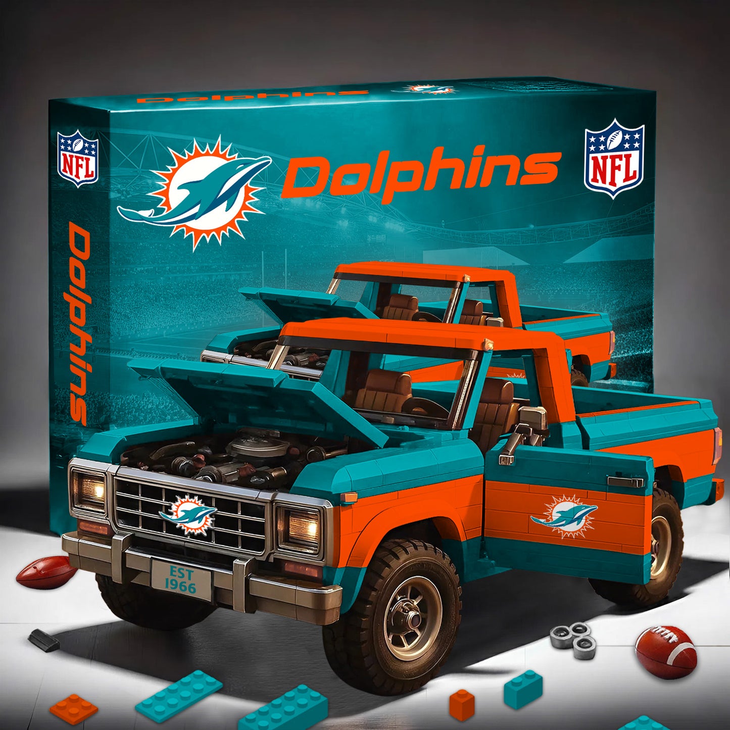 PREMIUM NFL X MIA 3D Building Blocks Truck Ford Car Model Set NDT NHM
