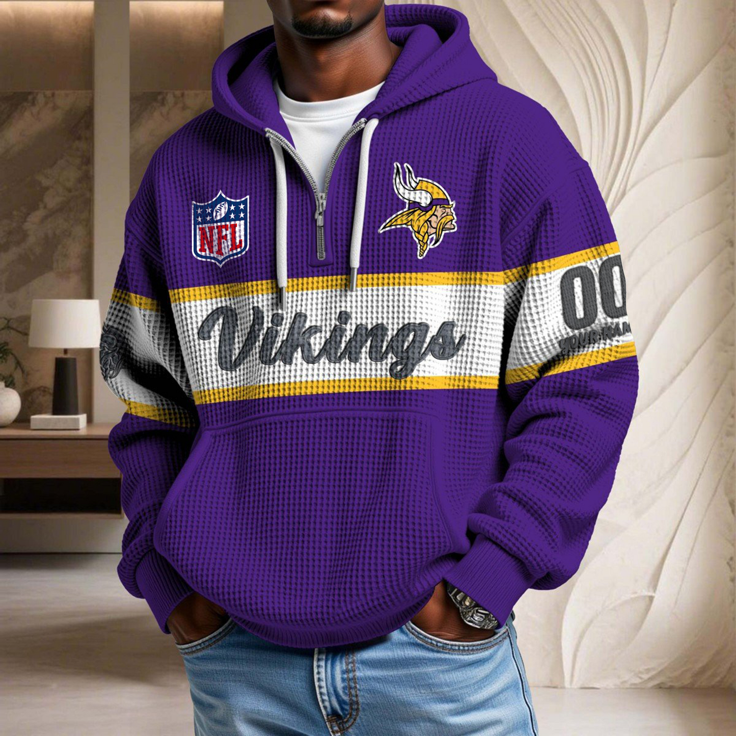 Premium NFL x MIN Waffle Half Zip Hoodie DATND TANTD