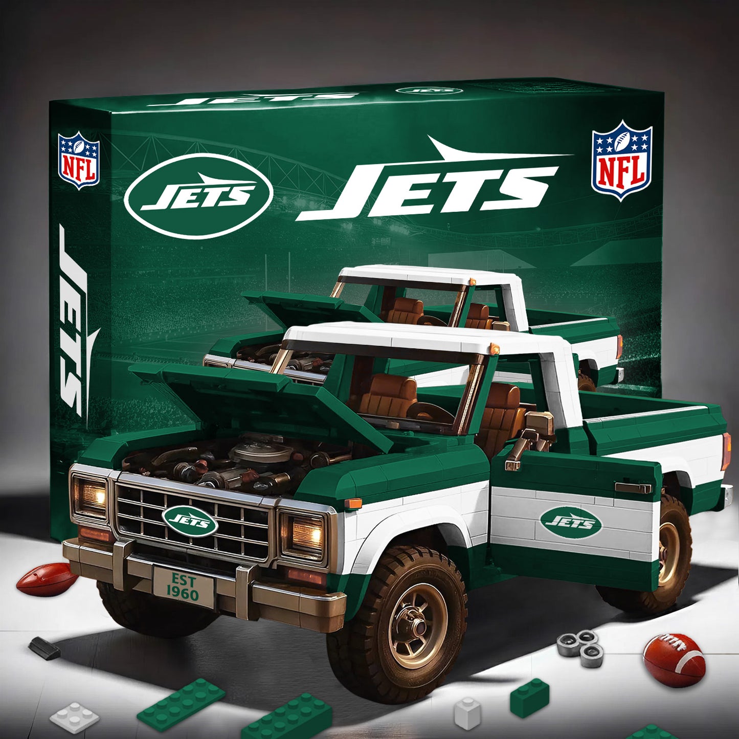 PREMIUM NFL X NYJ 3D Building Blocks Truck Ford Car Model Set NDT NHM