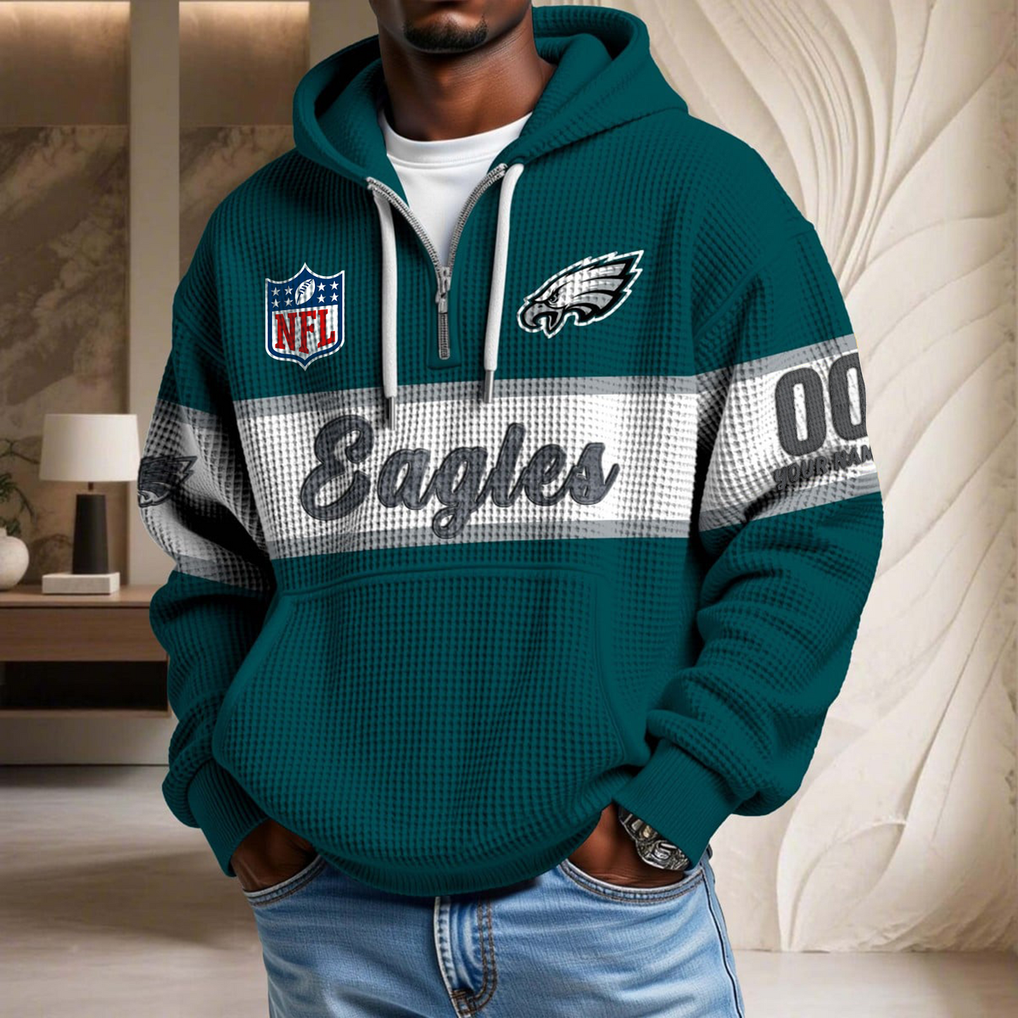 Premium NFL x PHI Waffle Half Zip Hoodie DATND TANTD