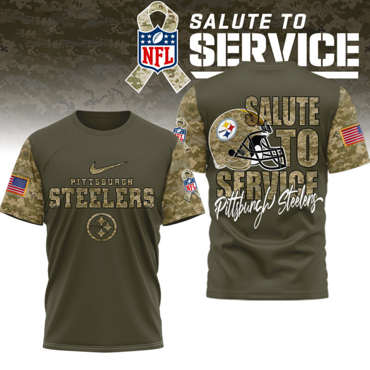 Premium NFL x PIT Salute To Service T-shirt NDT TDT
