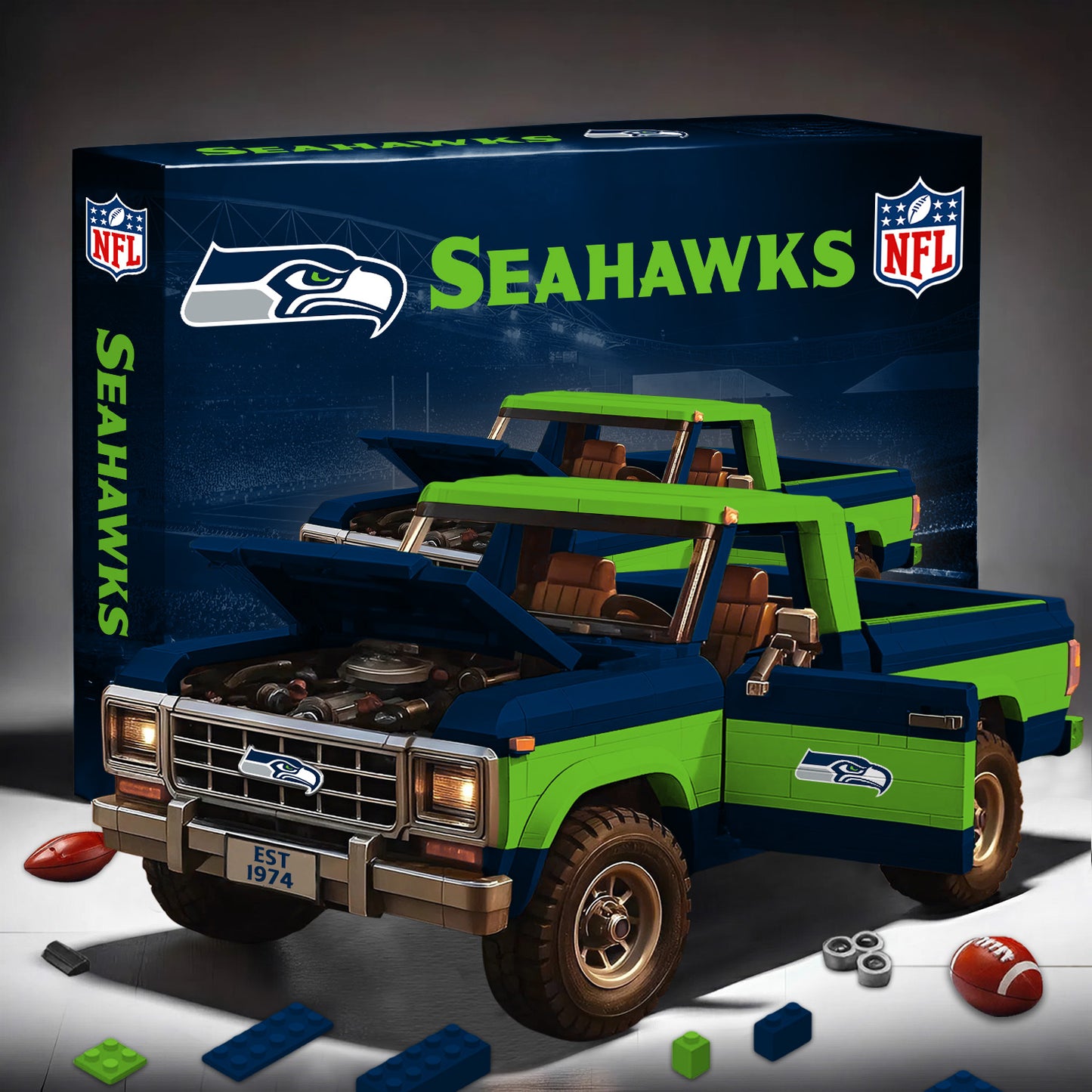 PREMIUM NFL X SEA 3D Building Blocks Truck Ford Car Model Set NDT NHM