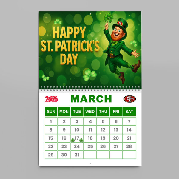 Premium NFL X SF 2026 Wall Calendar NDT NHM