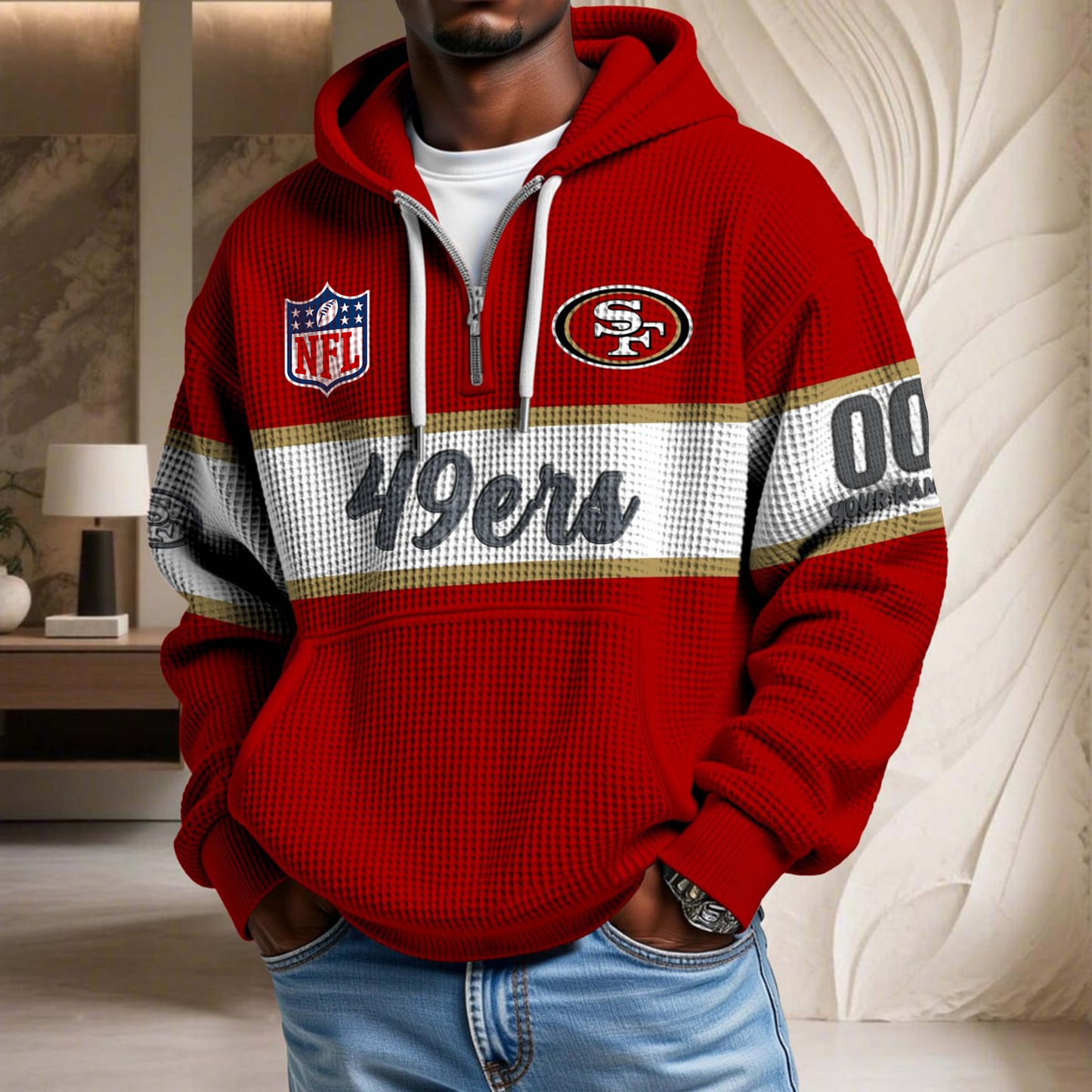 Premium NFL x SF Waffle Half Zip Hoodie DATND TANTD