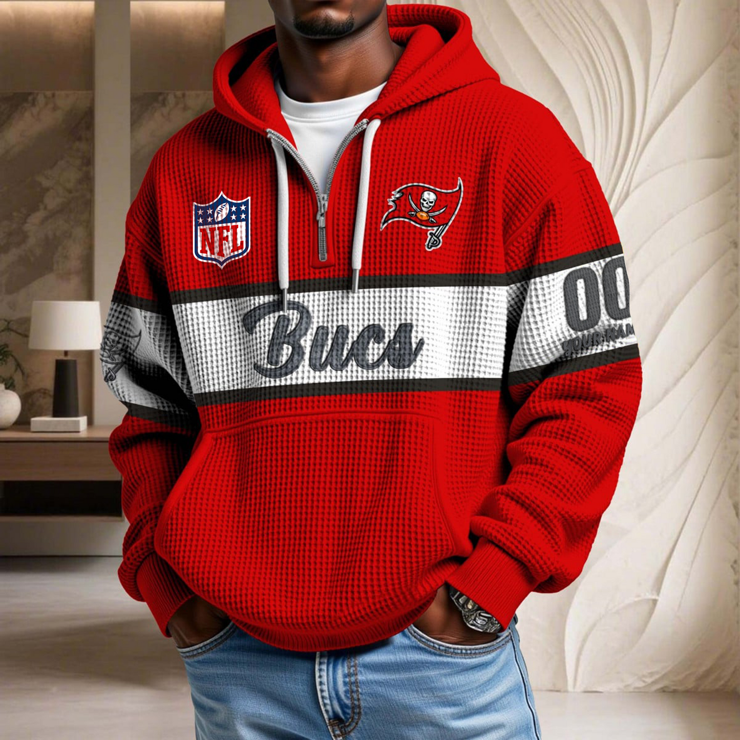 Premium NFL x TB Waffle Half Zip Hoodie DATND TANTD