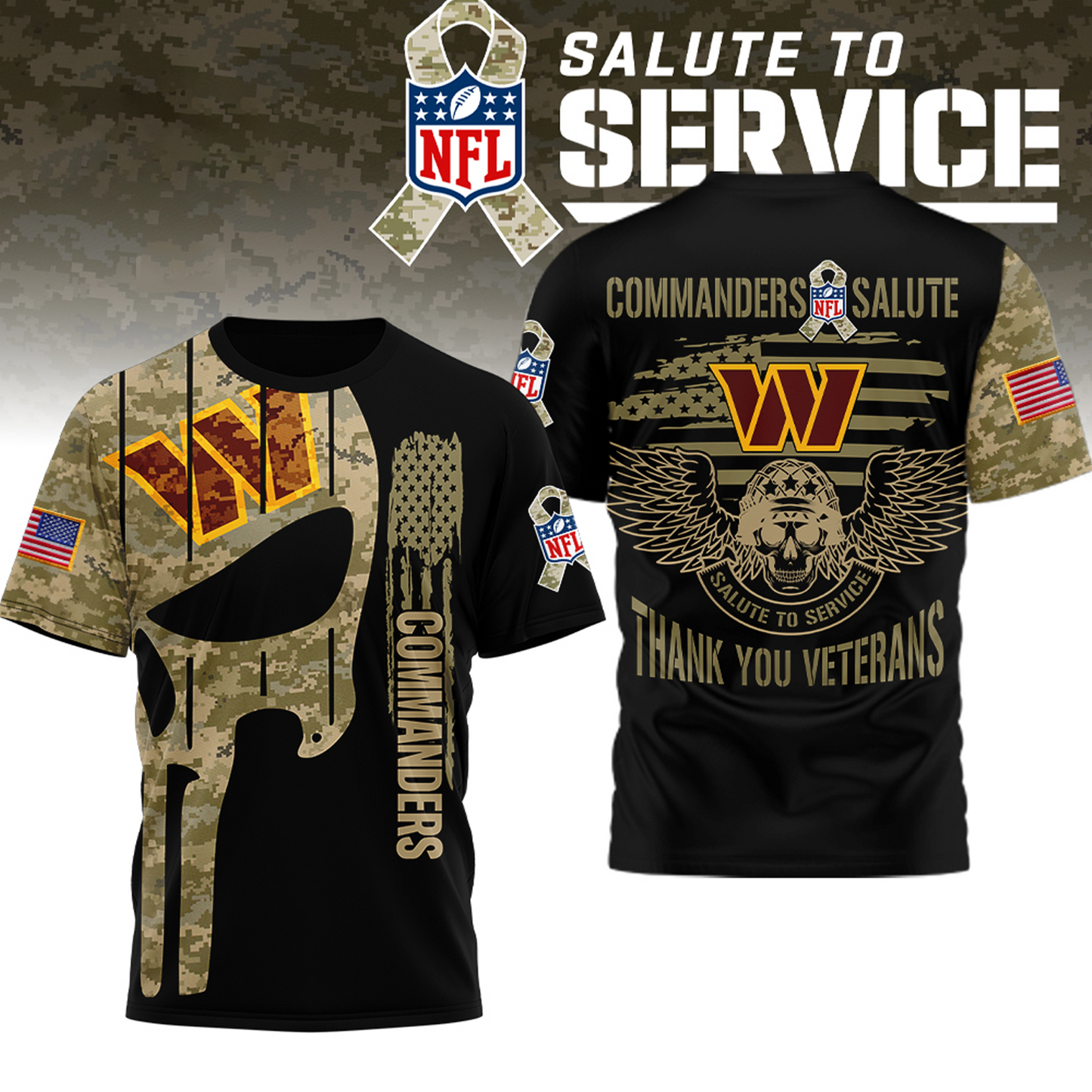 Premium NFL x WAS Thank you Veterans 3D Shirt NDT TDT