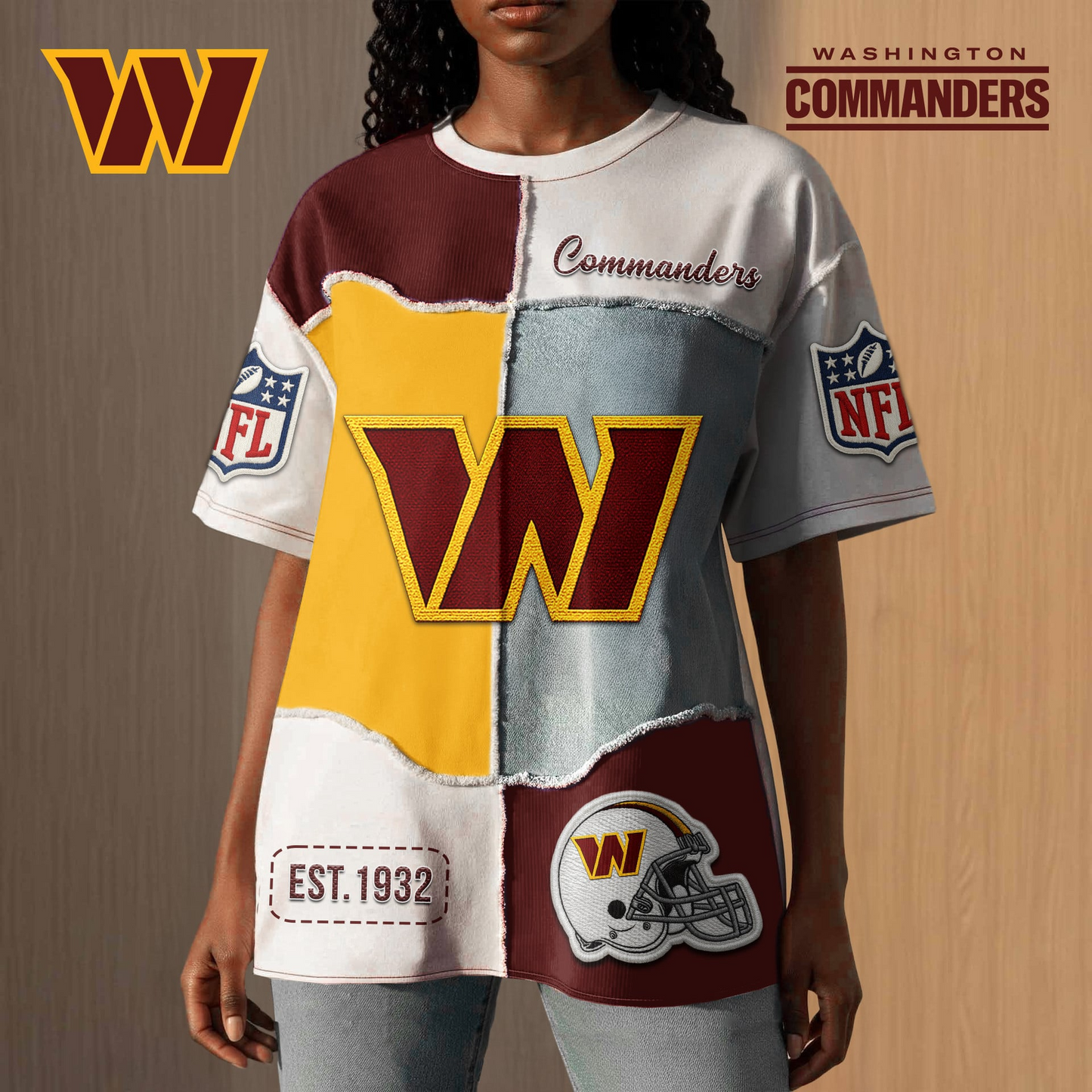 Premium NFL X WC Patchwork Vintage T-Shirt NDT NQK