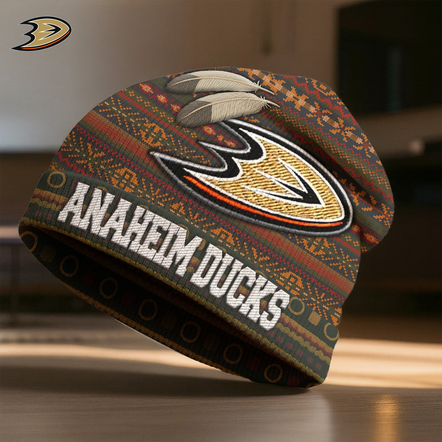 Premium NHL X AD Feathered Beanie Hat NDT LVH