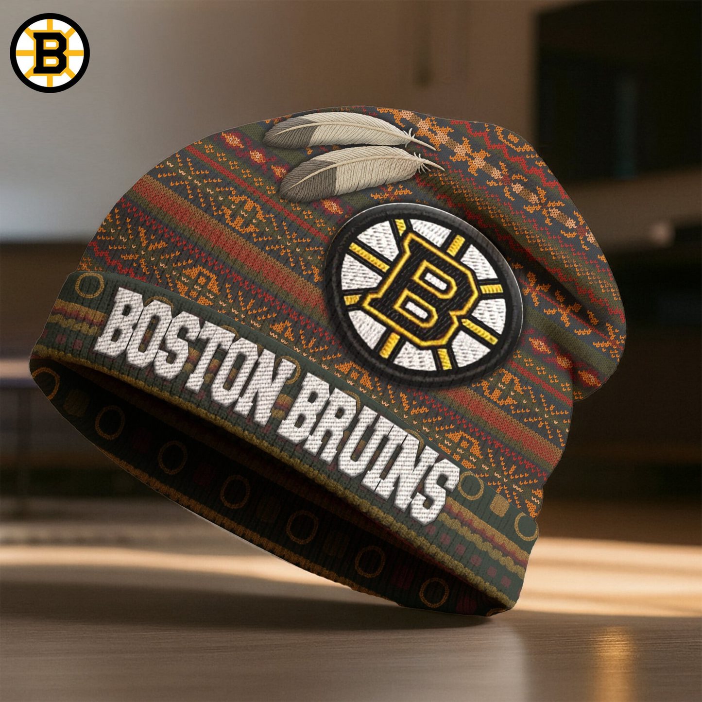 Premium NHL X BB Feathered Beanie Hat NDT LVH