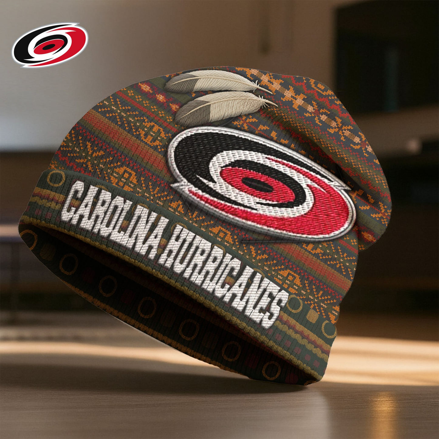 Premium NHL X CH Feathered Beanie Hat NDT LVH