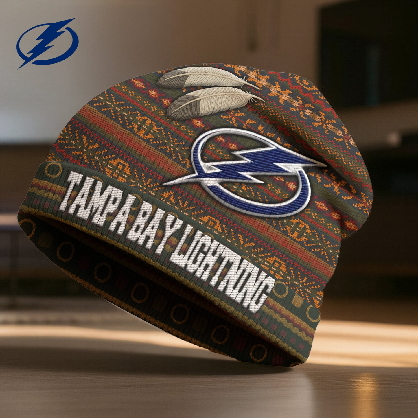 Premium NHL X TBL Feathered Beanie Hat NDT LVH