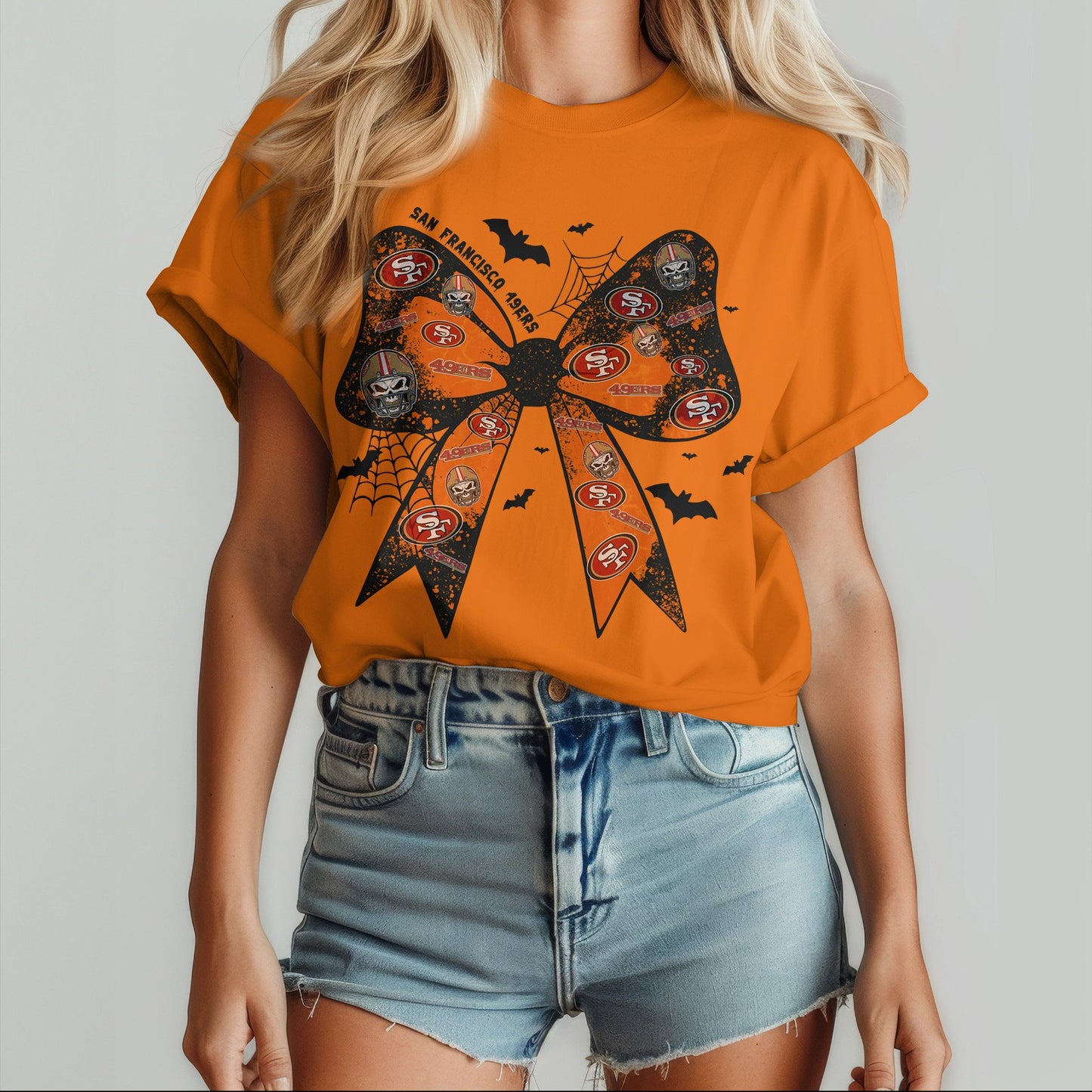 SF x NFL Halloween Bow 3D Shirt 0409 DatND DVT