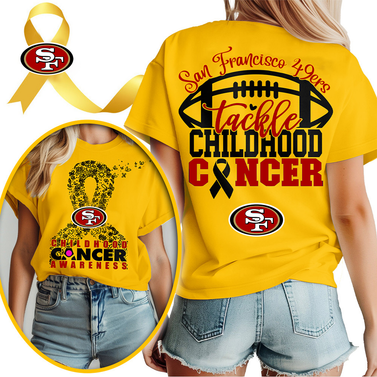 SF X NFL Premium Childhood Cancer Awareness Month 3D Shirt DatND ThuongNH